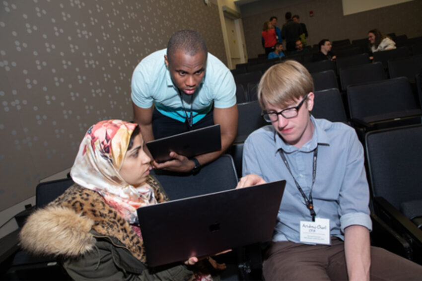 Richard Anantua with fellow Event Horizon Telescope members Razi Emami and Andrew Chael