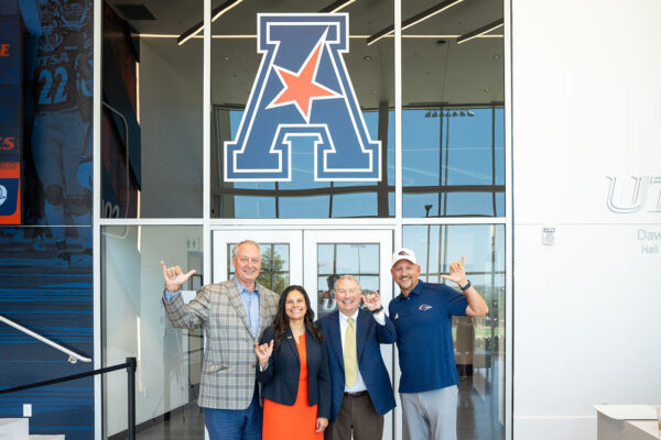 Taylor Eighmy, Lisa Campos, Mike Aresco and Jeff Traylor