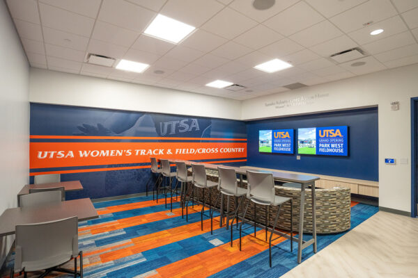 The lounge for UTSA Women's Track and Field and Cross Country