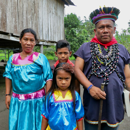 Cofán family in traditional attire