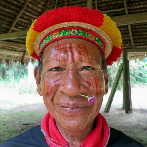 Cofán shaman in traditional attire