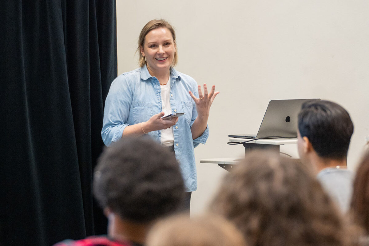 Anna Stypko smiles during her masterclass