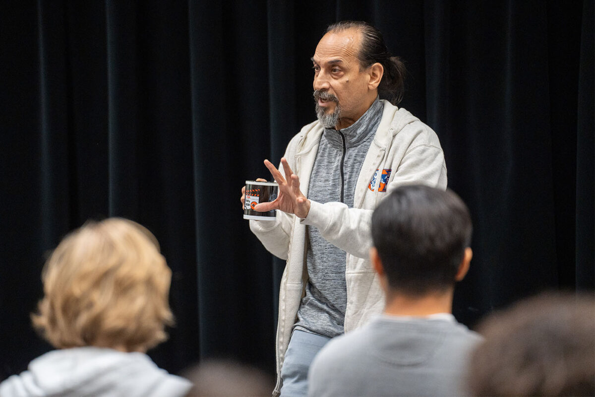 Jesse Borrego teaches a masterclass in front of students