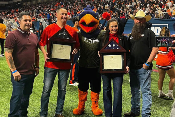 U.S. Rep. Tony Gonzales gives awards to UTSA's Reuben Aleman and William Lansdon