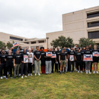 The Spurs pose for a group photo outside the Student Union.