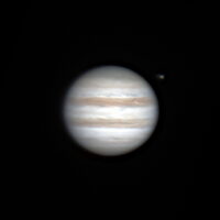 A closeup photo of Jupiter in space.