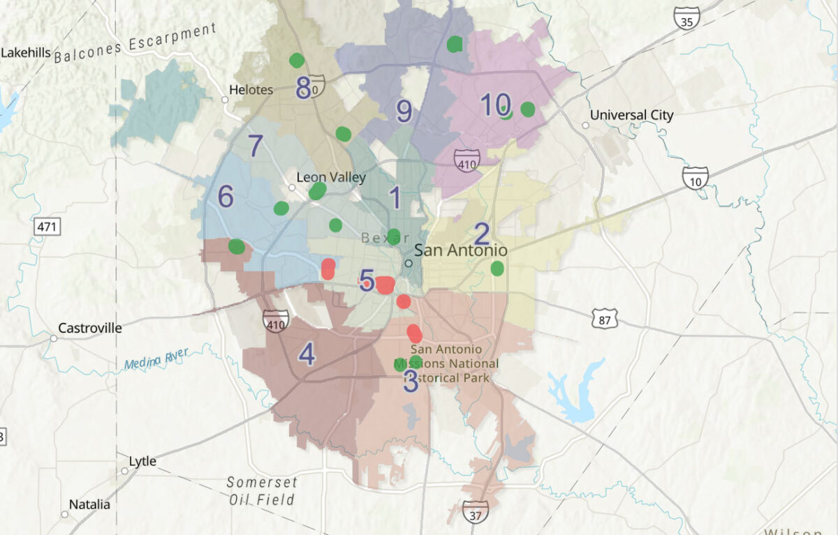 A map of San Antonio.