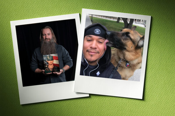 Two polaroids of veterans