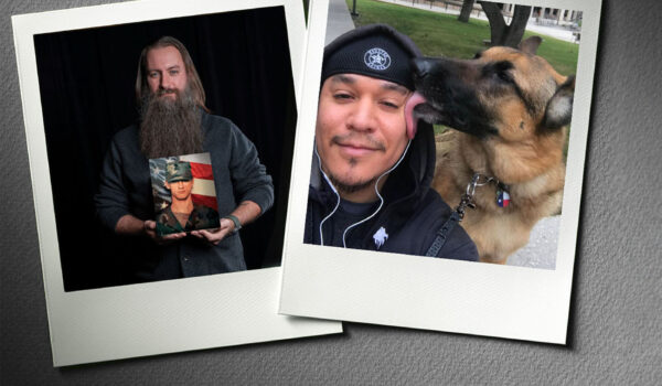 Two polaroids of veterans